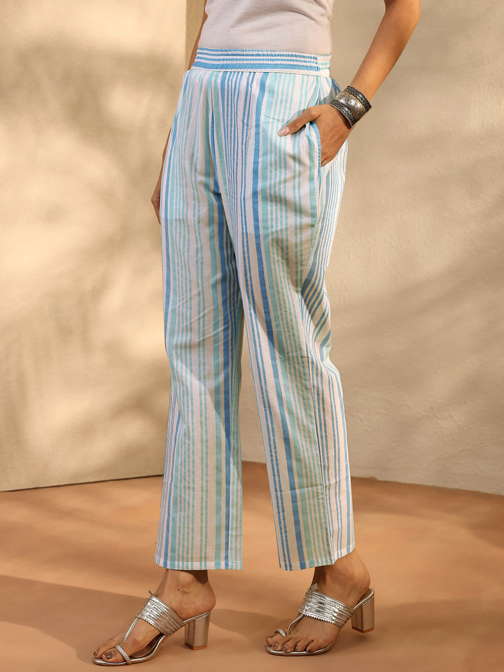 White Printed Cotton Straight Suit Set With Dupatta