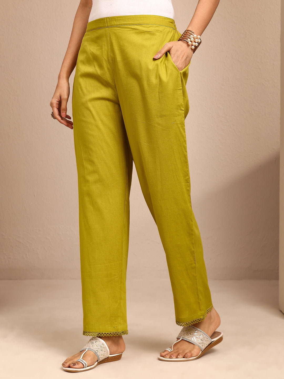 Mustard Embroidered Cotton Straight Suit Set With Dupatta