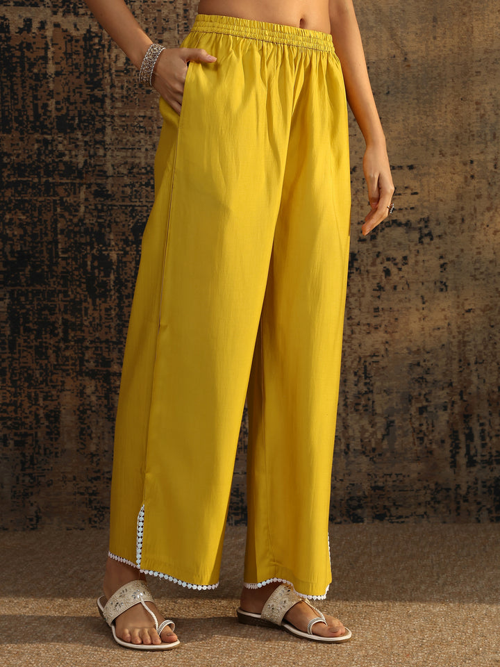Yellow Printed Silk Blend Co-Ord Set