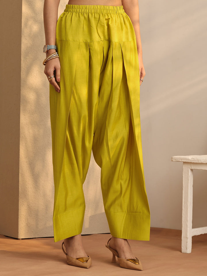 Green Embroidered Silk Blend Co-Ord Sets