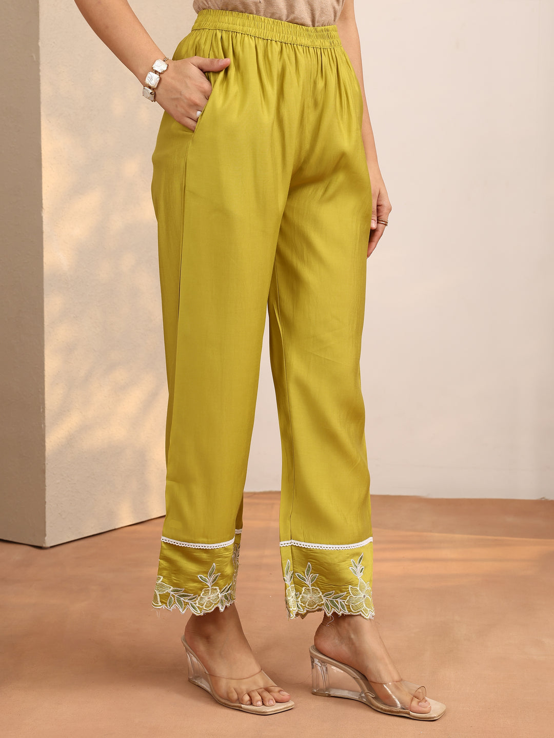 Green Printed Silk Blend Co-Ord Set