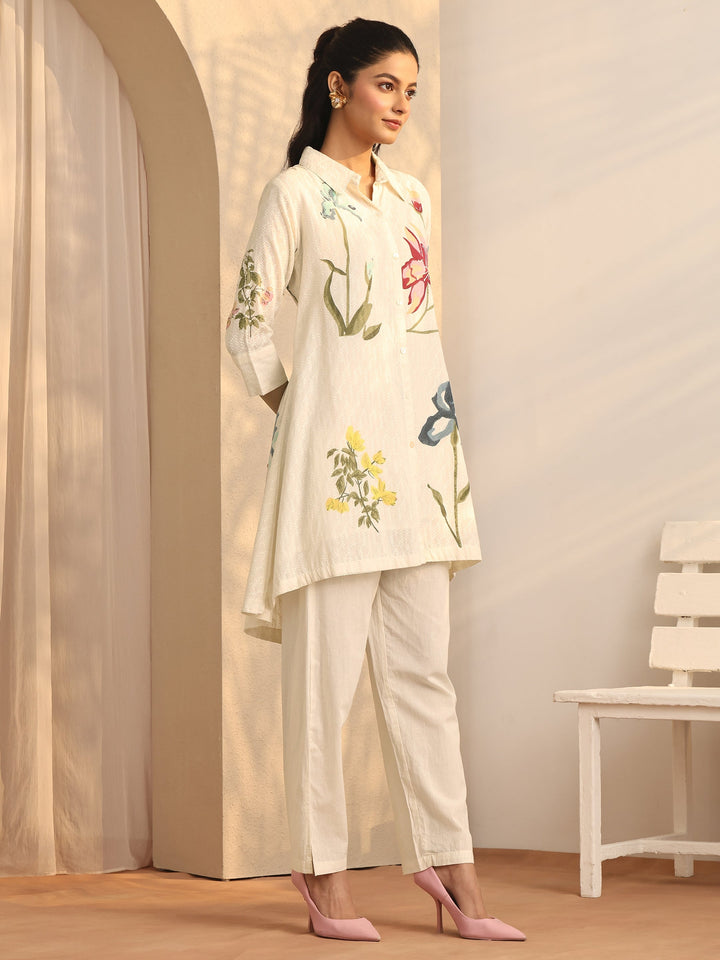 Off White Printed Cotton Co-Ord Sets