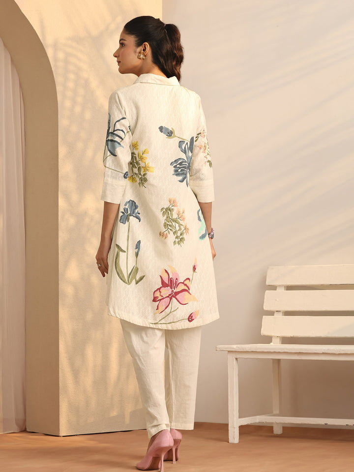 Off White Printed Cotton Co-Ord Sets