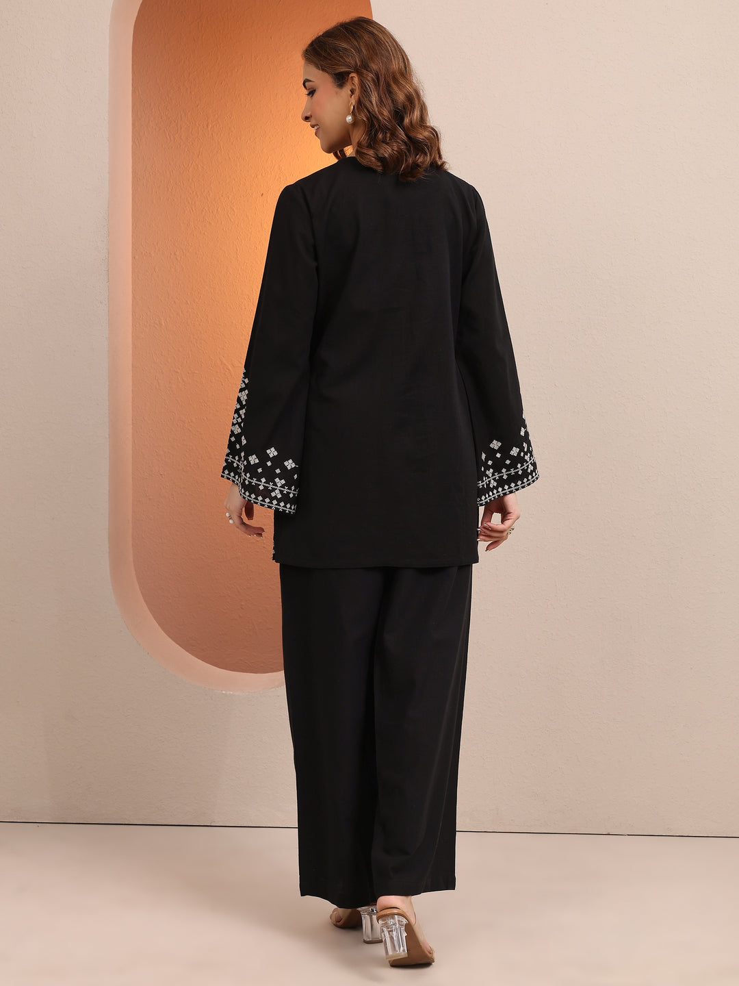 Black Printed Cotton Blend Co-Ord Sets