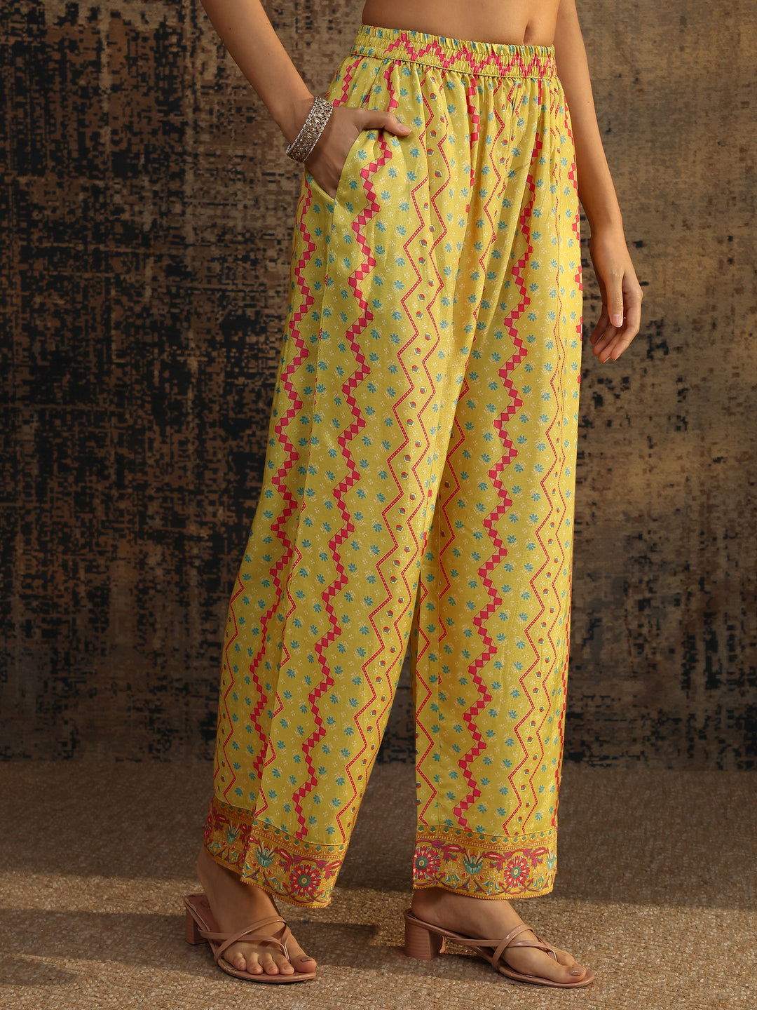 Olive Printed Muslin A-Line Suit Set With Dupatta