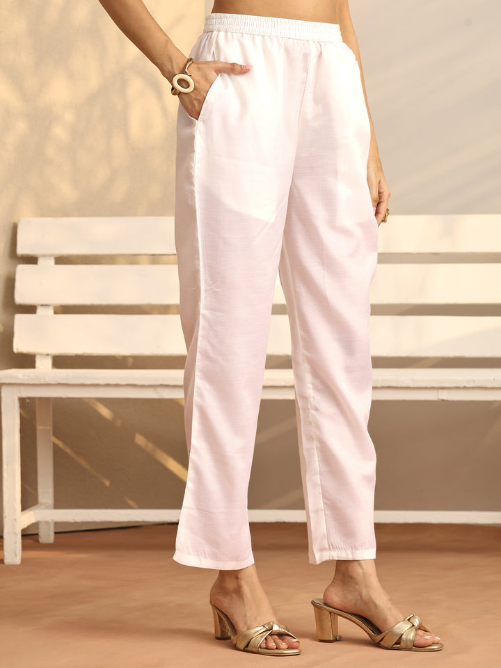 White Embroidered Organza Straight Suit Set With Dupatta