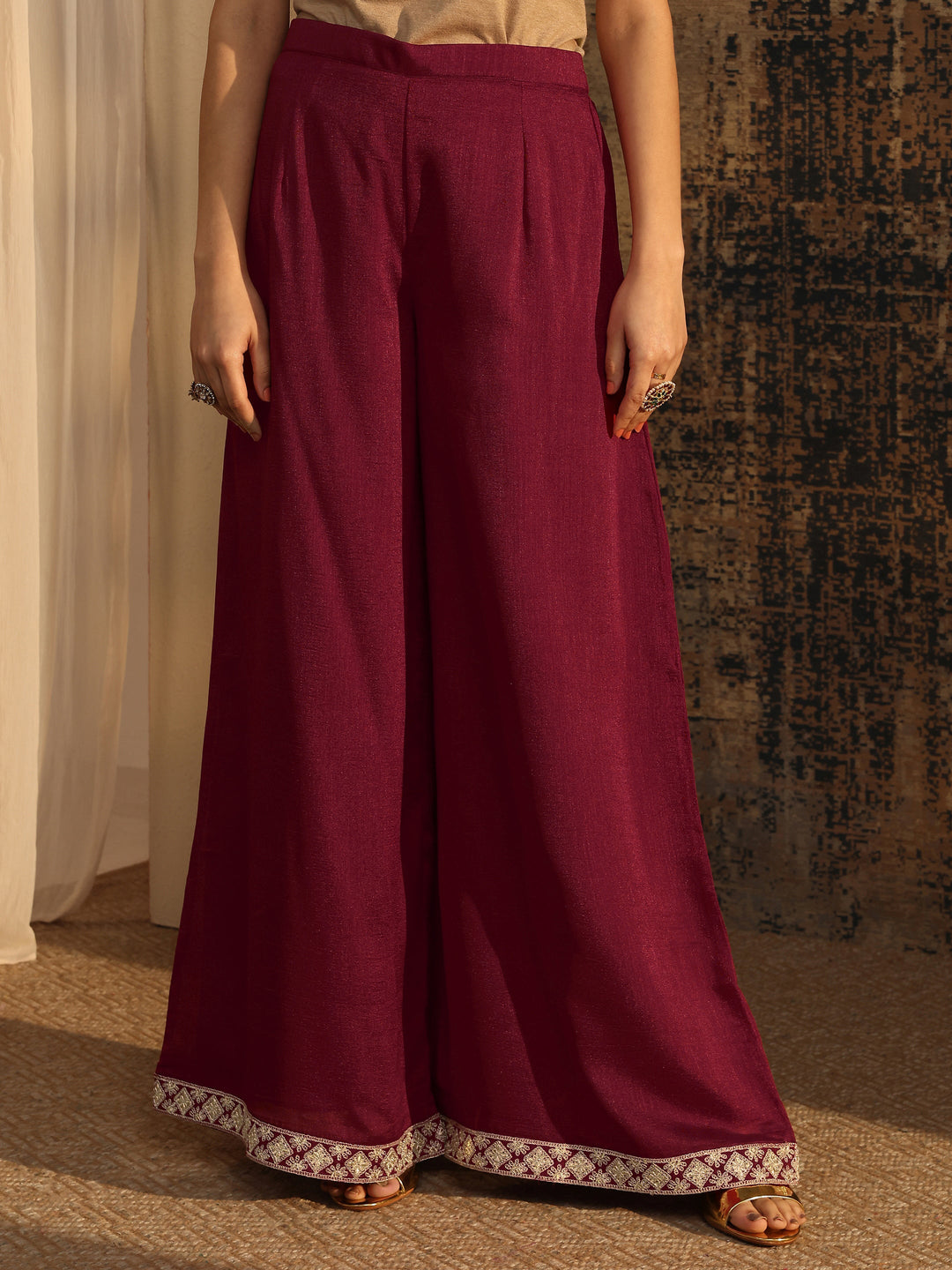 Libas Art Maroon Embroidered Organza Straight Suit Set With Dupatta