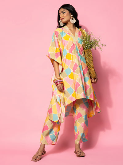Multicoloured Printed Silk Blend Co-Ords
