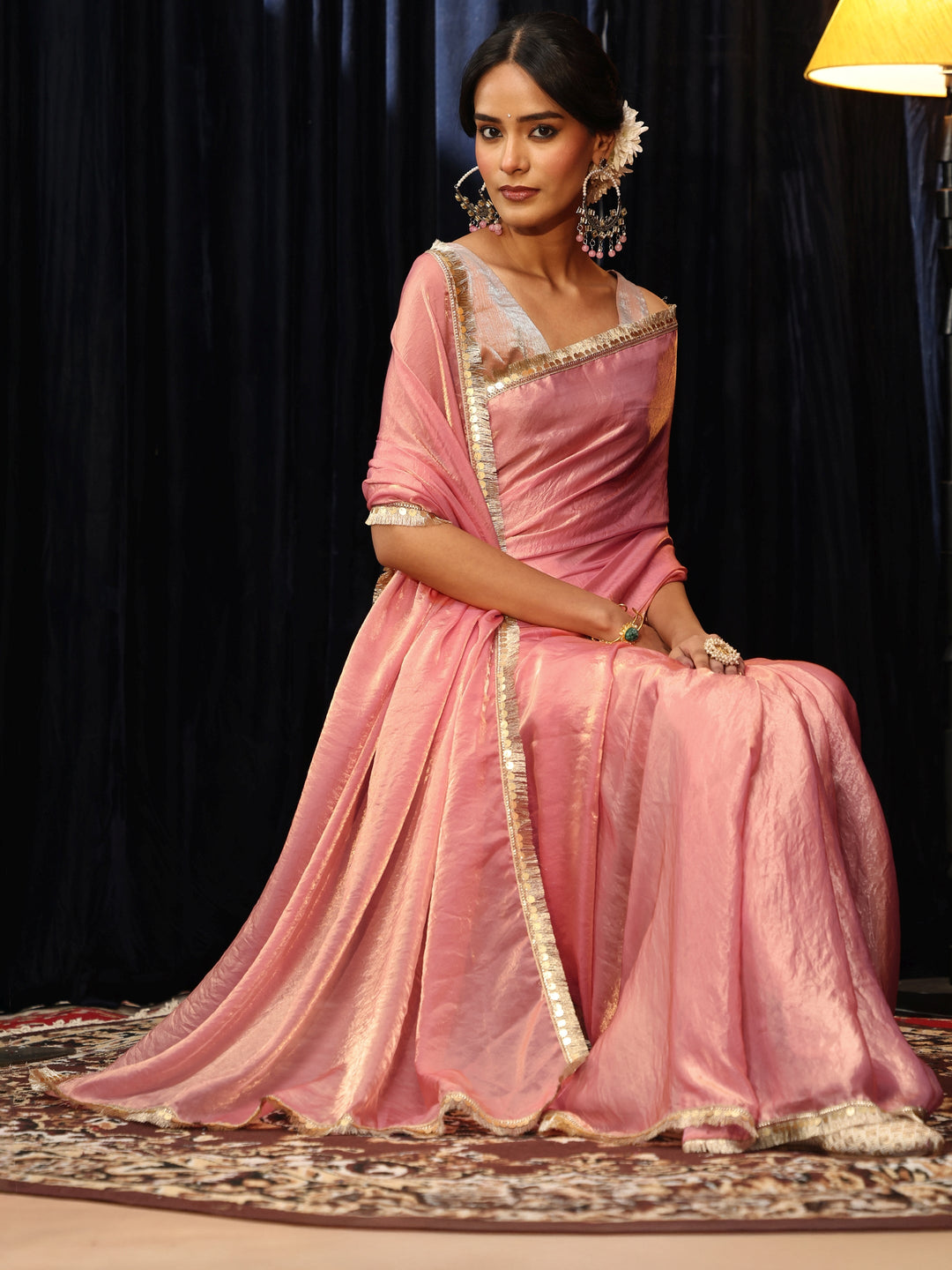 Libas Baby Pink Silk Blend Saree