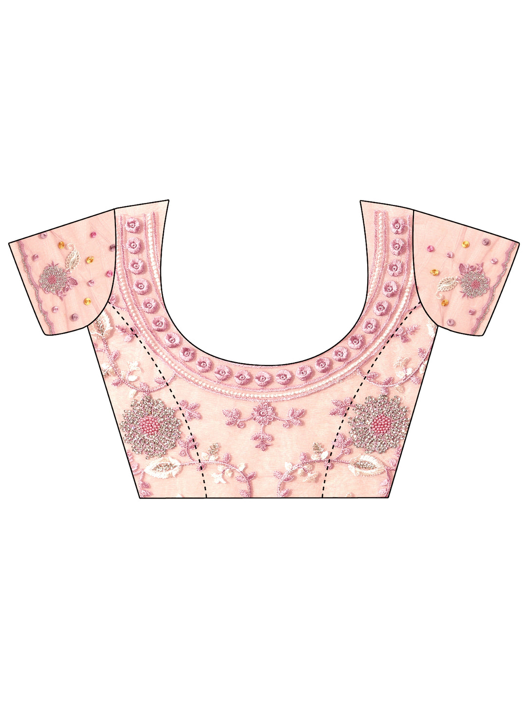 Libas Art Blush Pink Floral Embroidered Net Saree