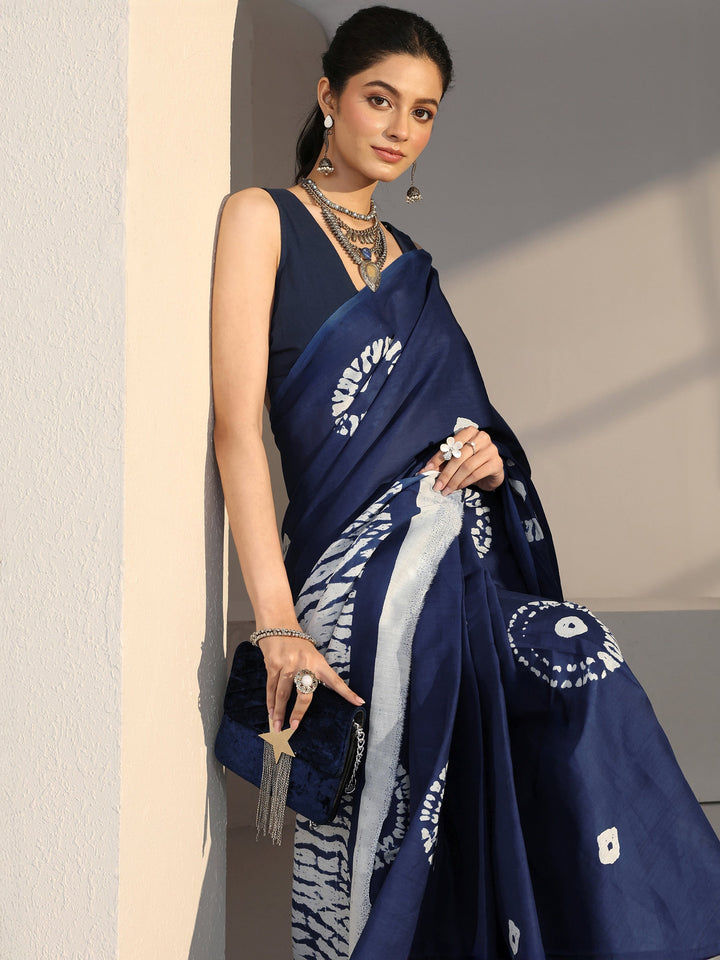 Libas Indigo Shibori Print Cotton Saree