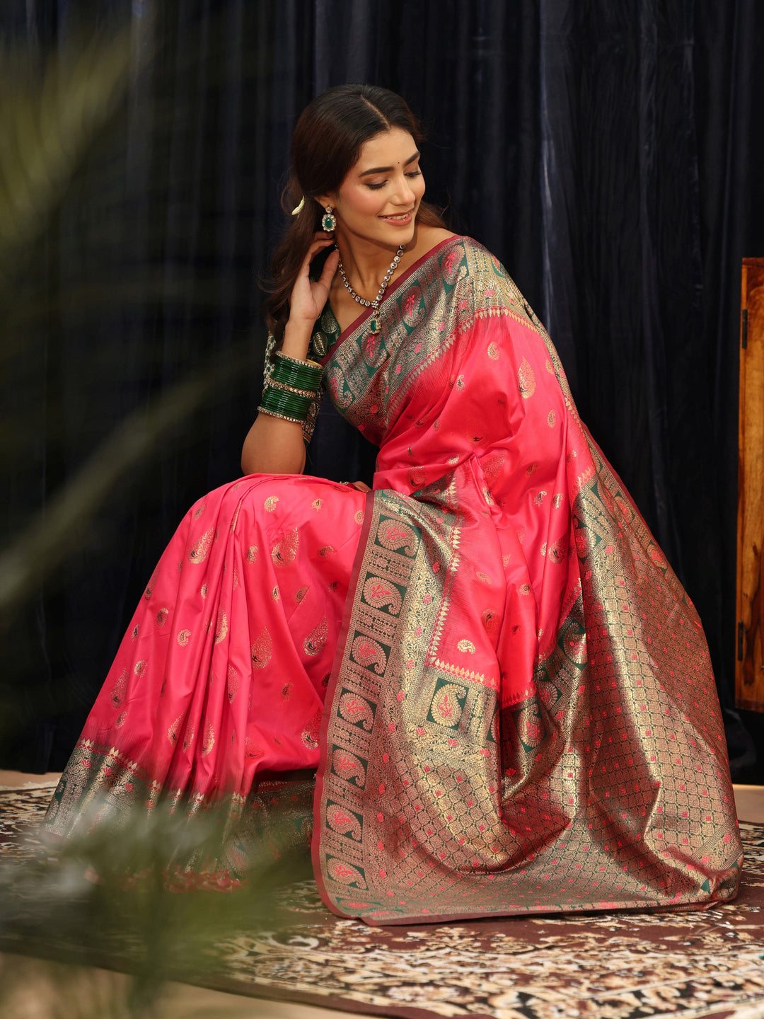 Libas Coral Banarasi Silk Blend Saree