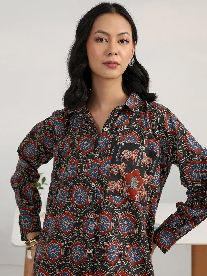 Multi Floral Printed Cotton Blend Shirt