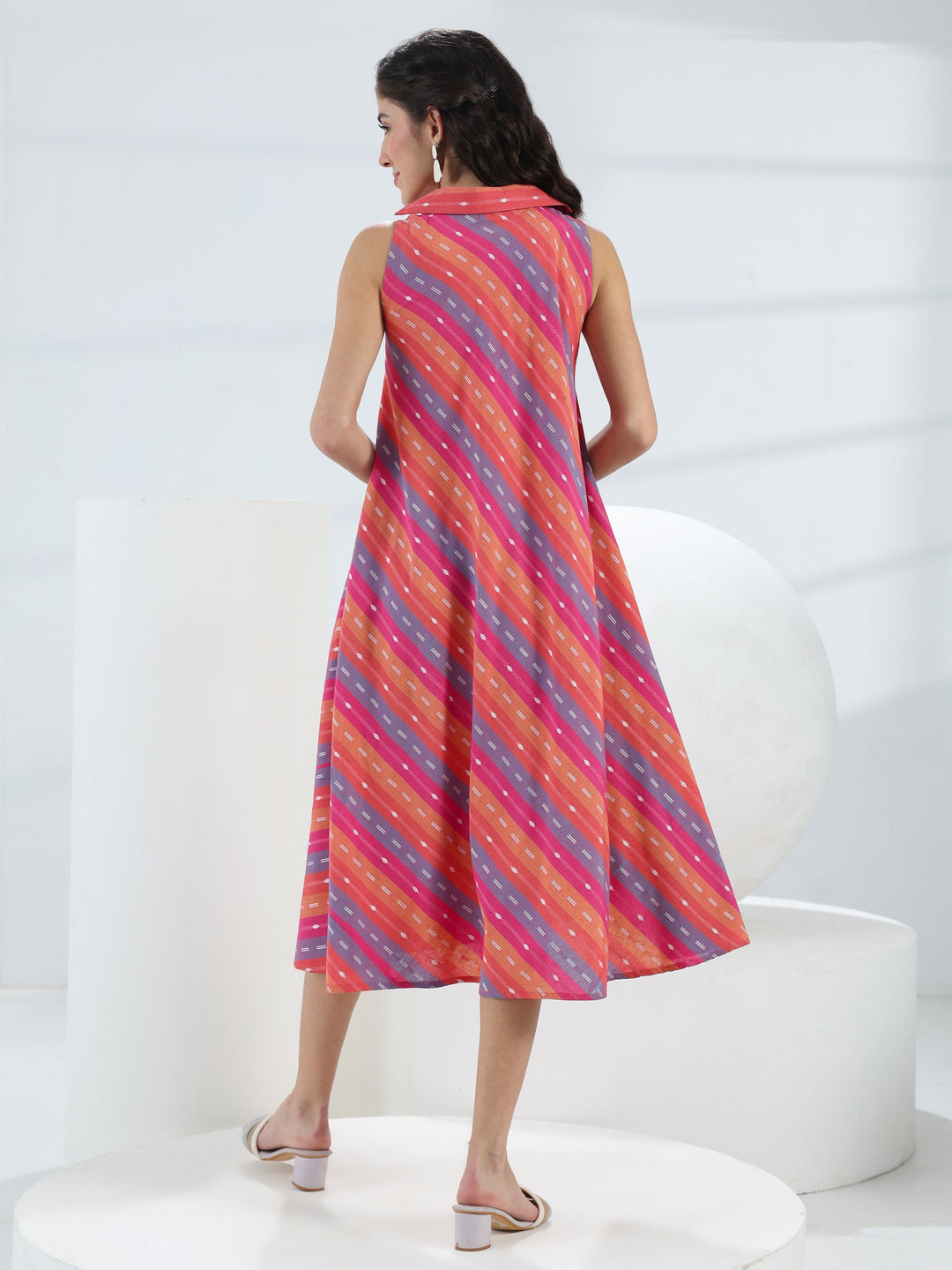 Gerua Multi Leheriya Cotton Blend A-Line Dress