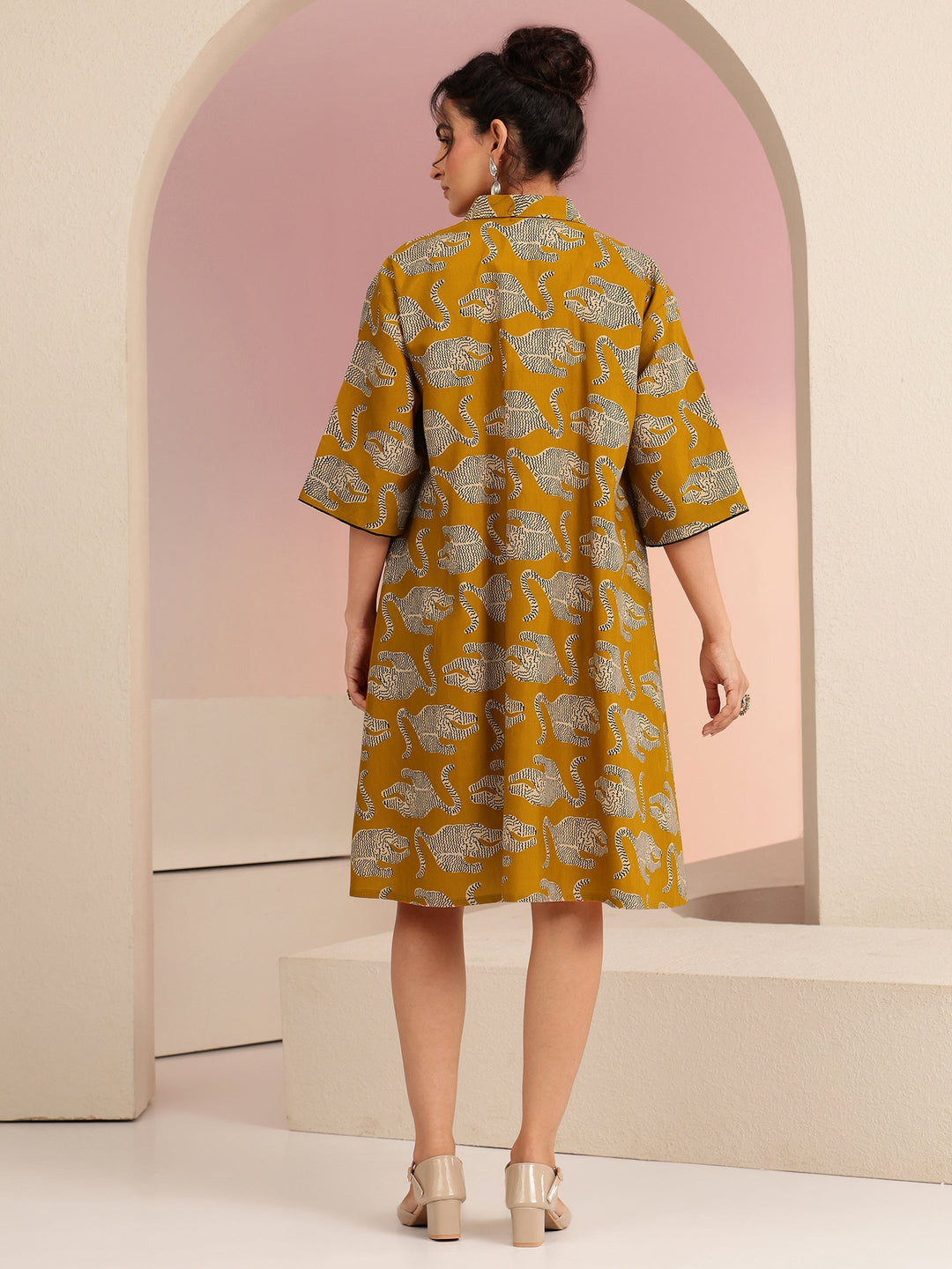 Gerua Royal Blue Animal Printed Cotton Blend Oversized Dress