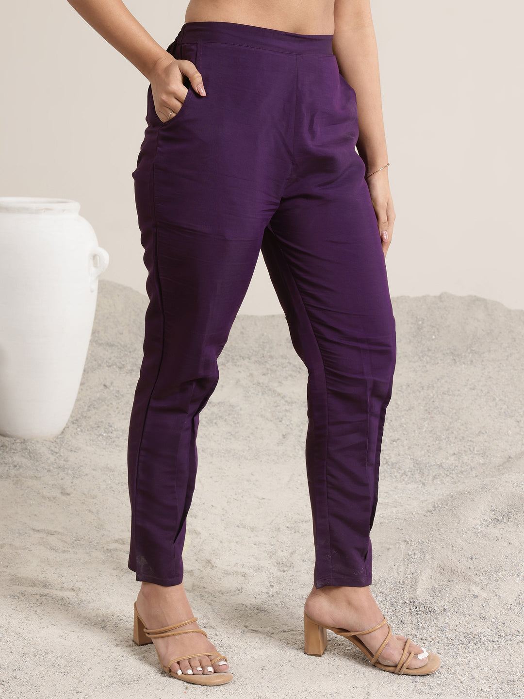 Burgundy Embroidered Silk Blend A-Line Suit Set With Dupatta