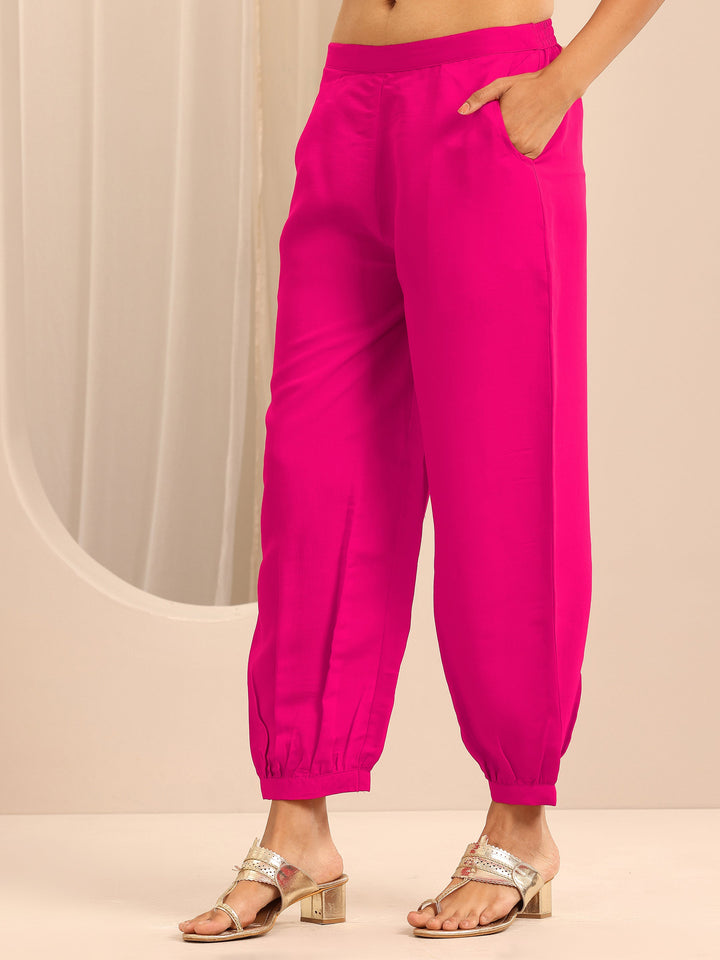 Pink Embellished Silk Blend Straight Suit Set With Dupatta