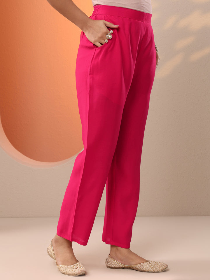 Pink Embroidered Silk Blend Straight Suit Set With Dupatta