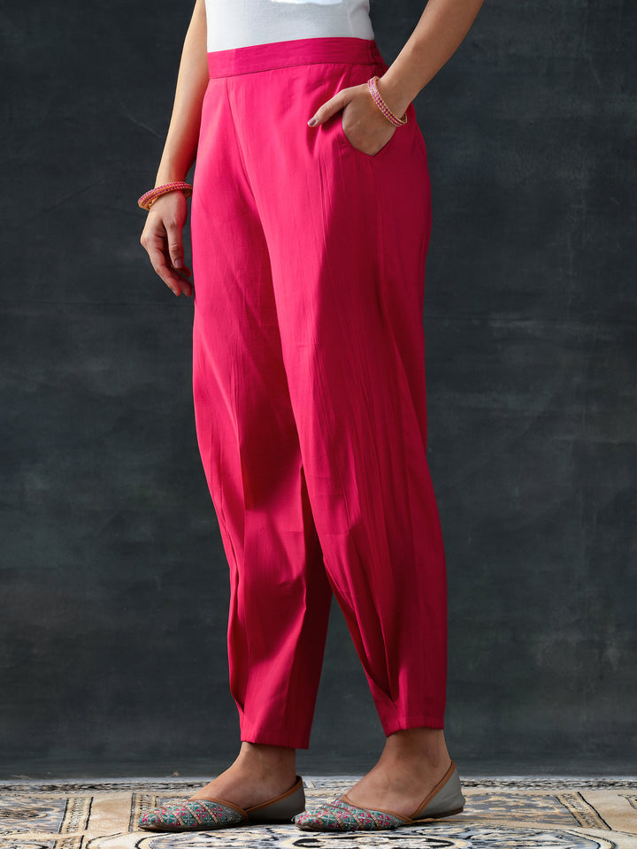 Pink Embroidered Silk Blend Straight Suit Set With Dupatta