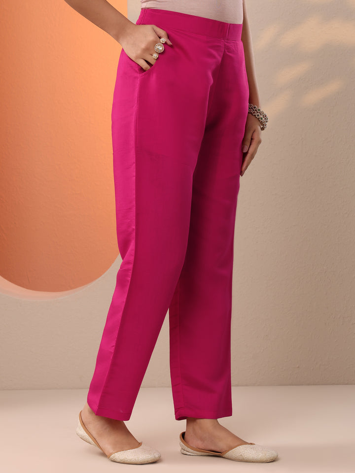 Pink Embroidered Silk Blend Straight Suit Set With Dupatta