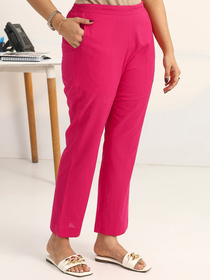 Power Petal Cotton Blend Pink A-line Suit Set