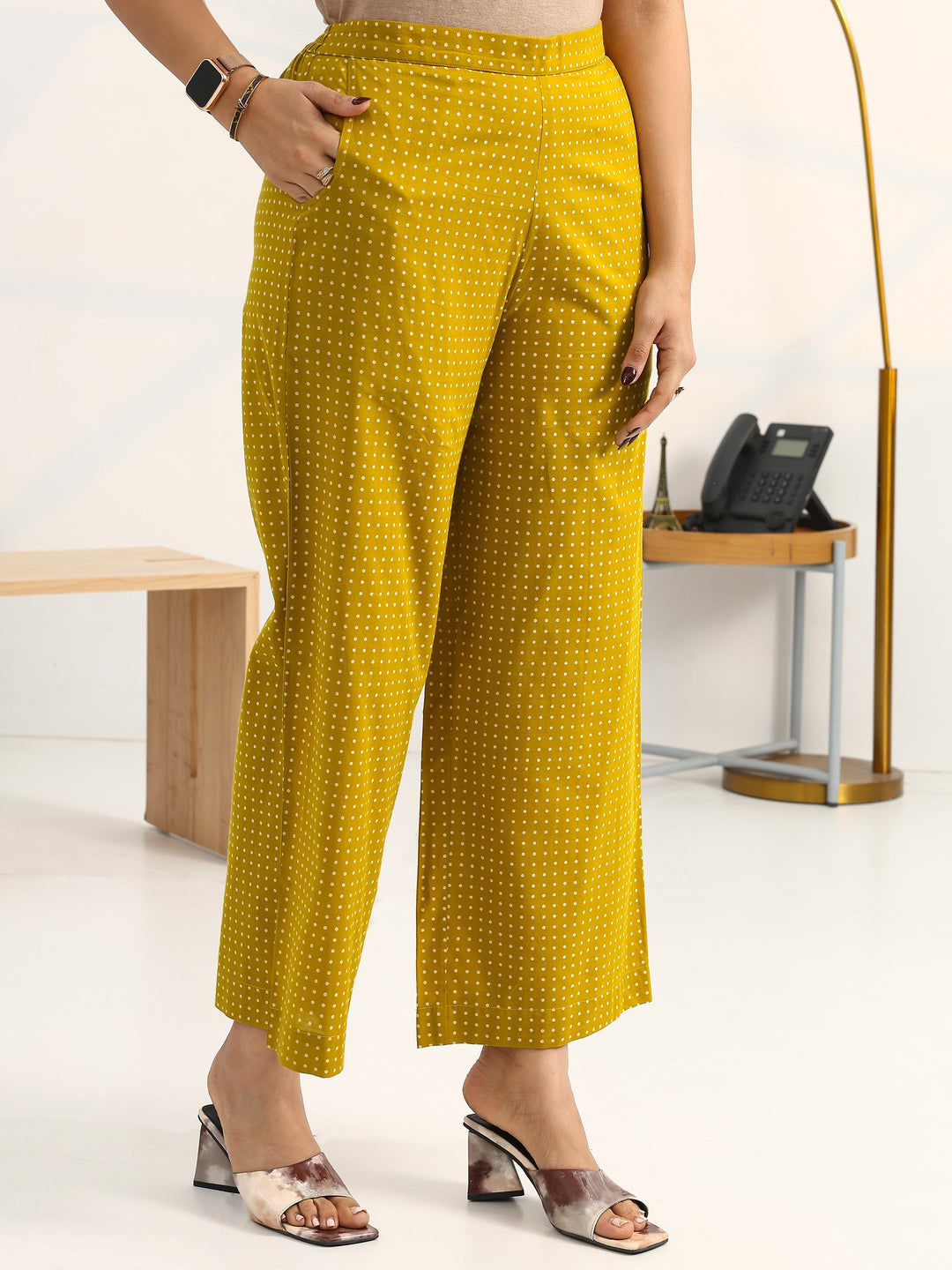 Mustard Tribal Printed Cotton Blend Straight Kurta Set