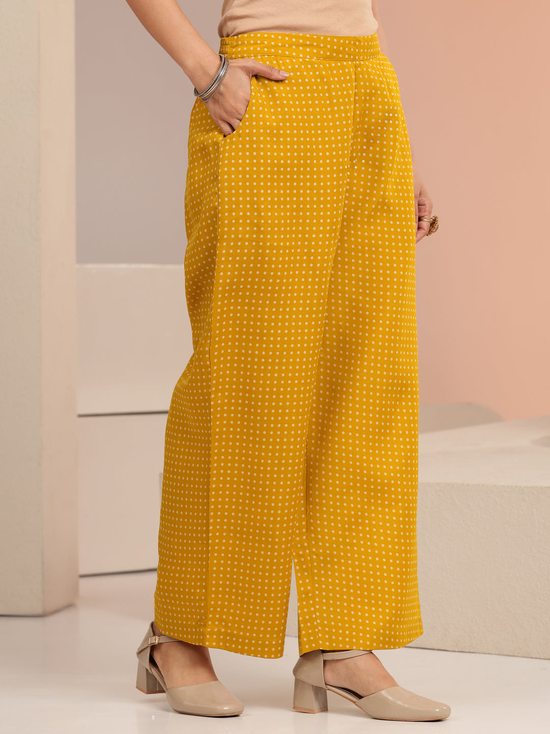 Mustard Tribal Printed Cotton Blend Straight Kurta Set
