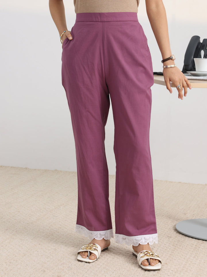 Purple Chevron Printed Cotton Blend A-Line Kurta Set