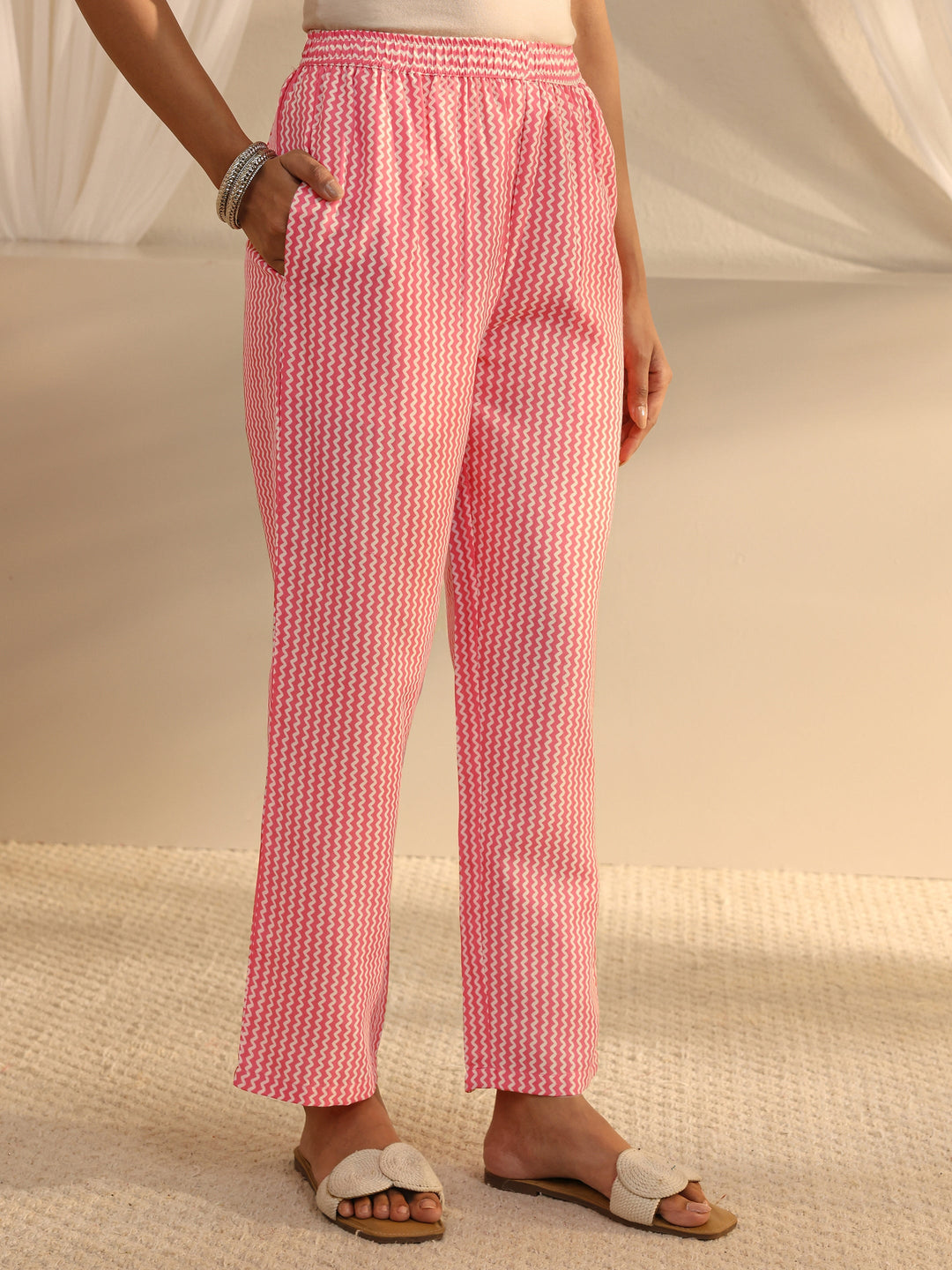 Pink Floral Printed Cotton Blend Straight Suit Set With Dupatta