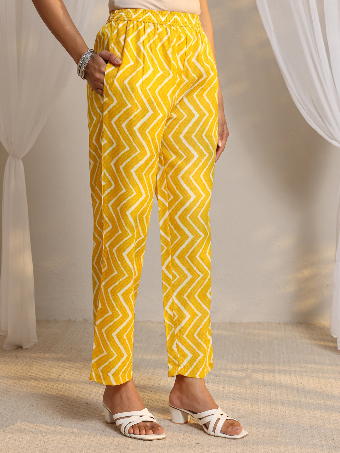 Mustard Floral Printed Cotton Blend Straight Suit Set With Dupatta