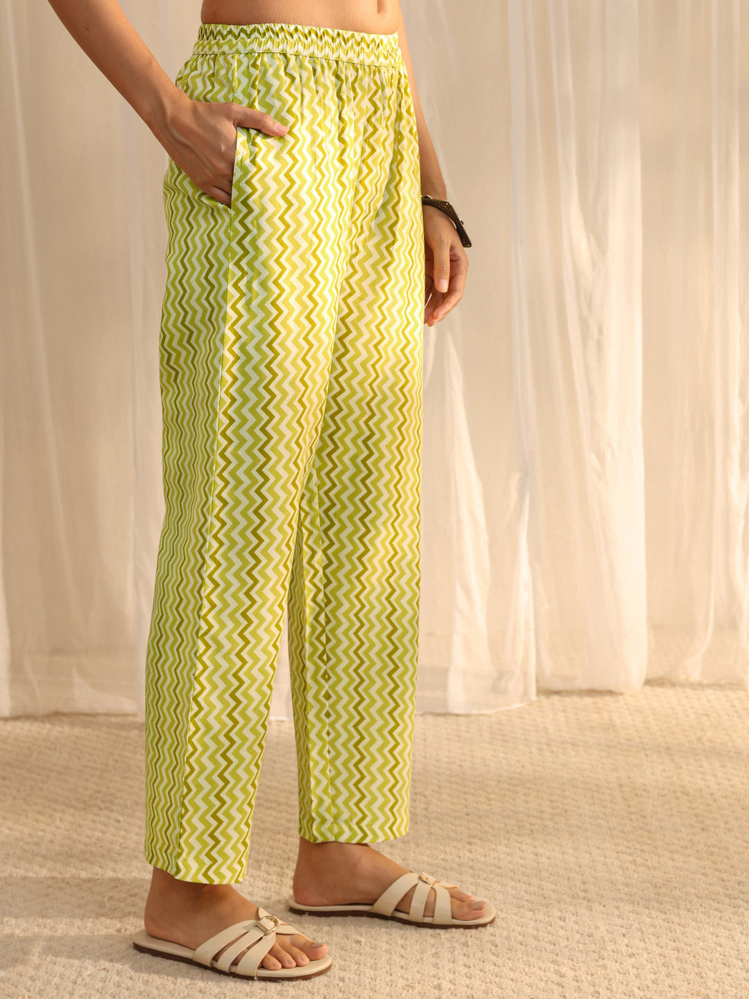 Green Floral Printed Cotton Blend Straight Suit Set With Dupatta