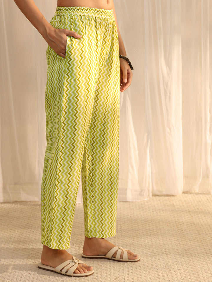 Green Floral Printed Cotton Blend Straight Suit Set With Dupatta