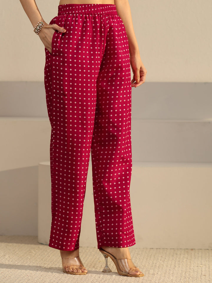 Gerua Red Circular Print Cotton Blend  Straight Suit Set