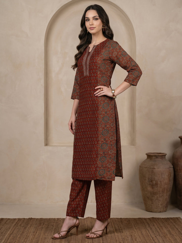 Gerua Maroon Printed Straight Suit Set