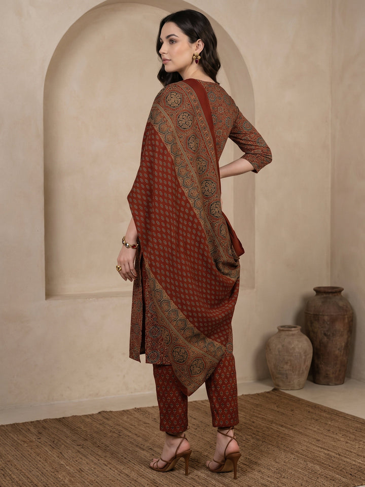 Gerua Maroon Printed Straight Suit Set