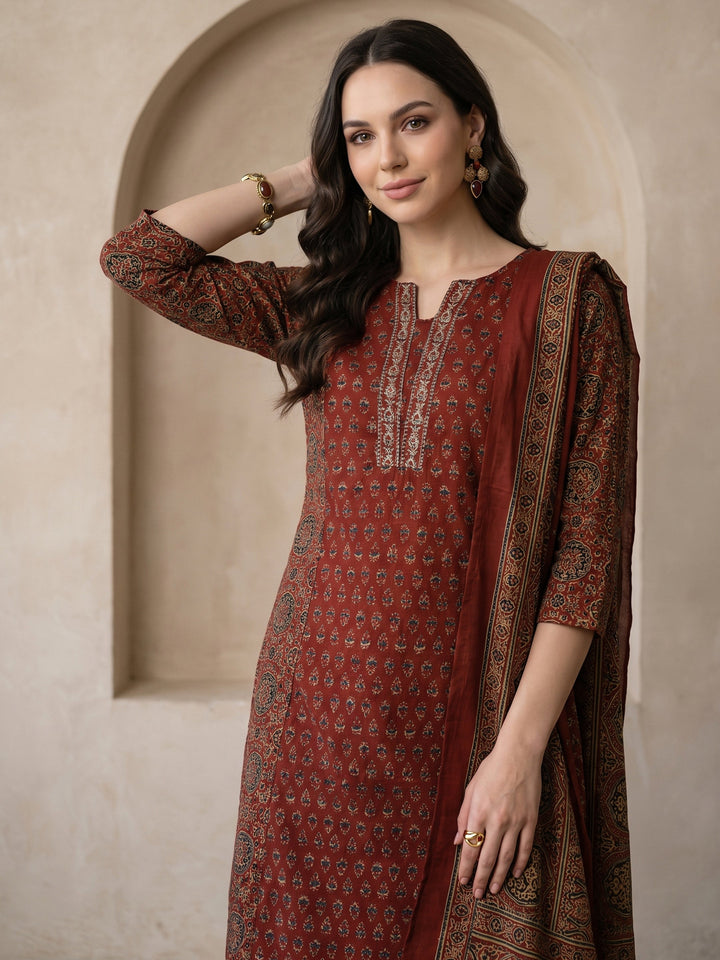 Gerua Maroon Printed Straight Suit Set
