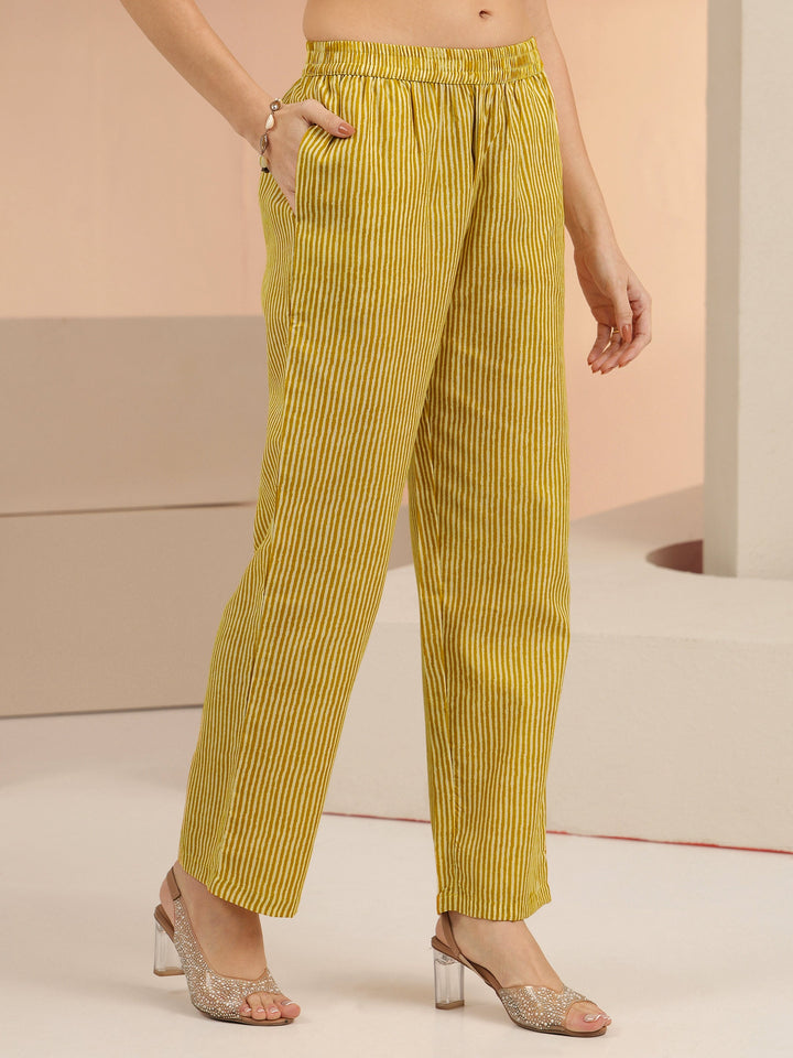Gerua Mustard Floral Printed Cotton Blend Straight Suit Set