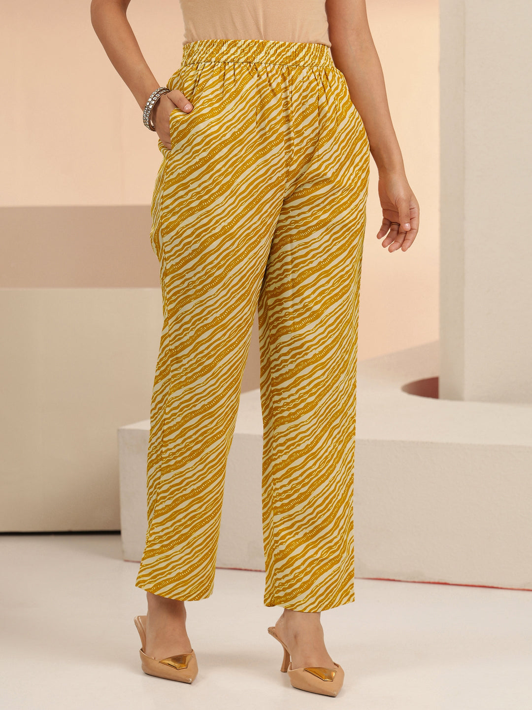 Gerua Mustard Floral Printed Cotton Blend Straight Suit Set