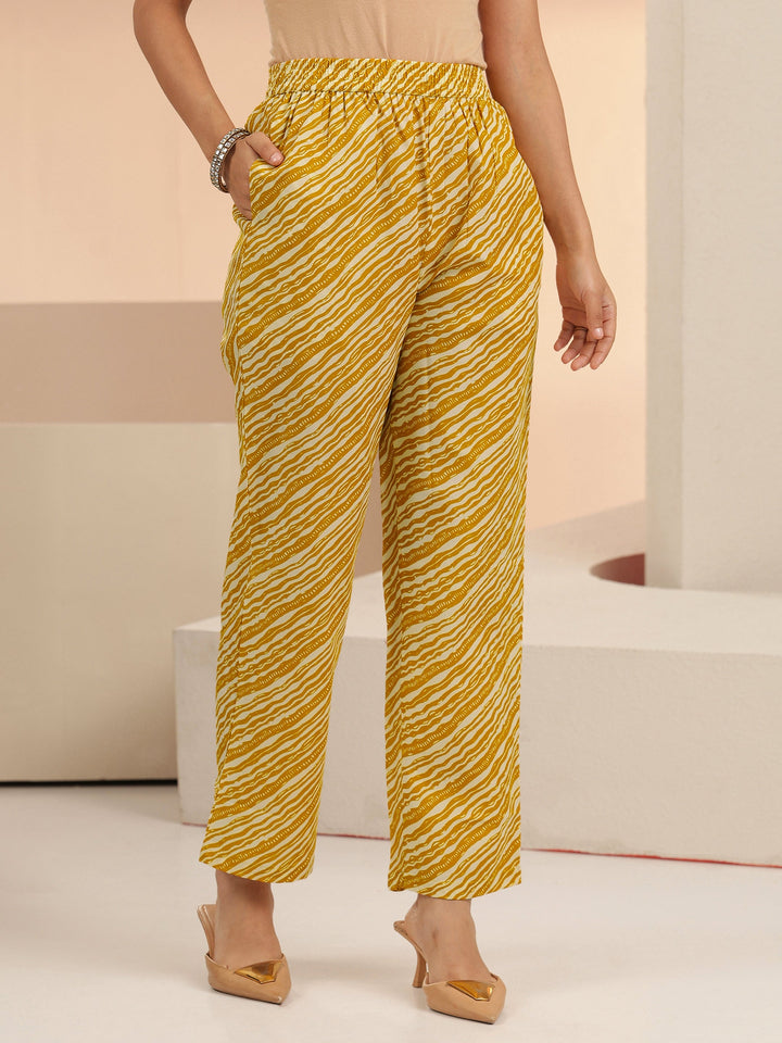Gerua Mustard Floral Printed Cotton Blend Straight Suit Set