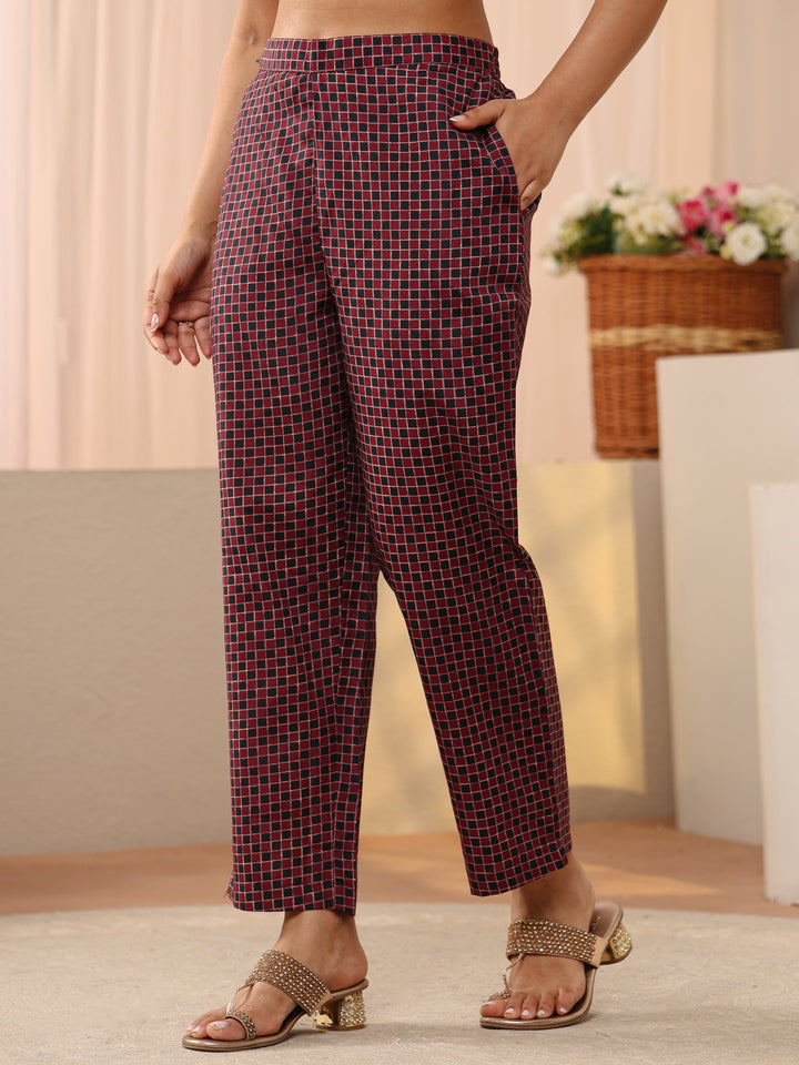 Peach Floral Printed Cotton Blend Straight Suit Set