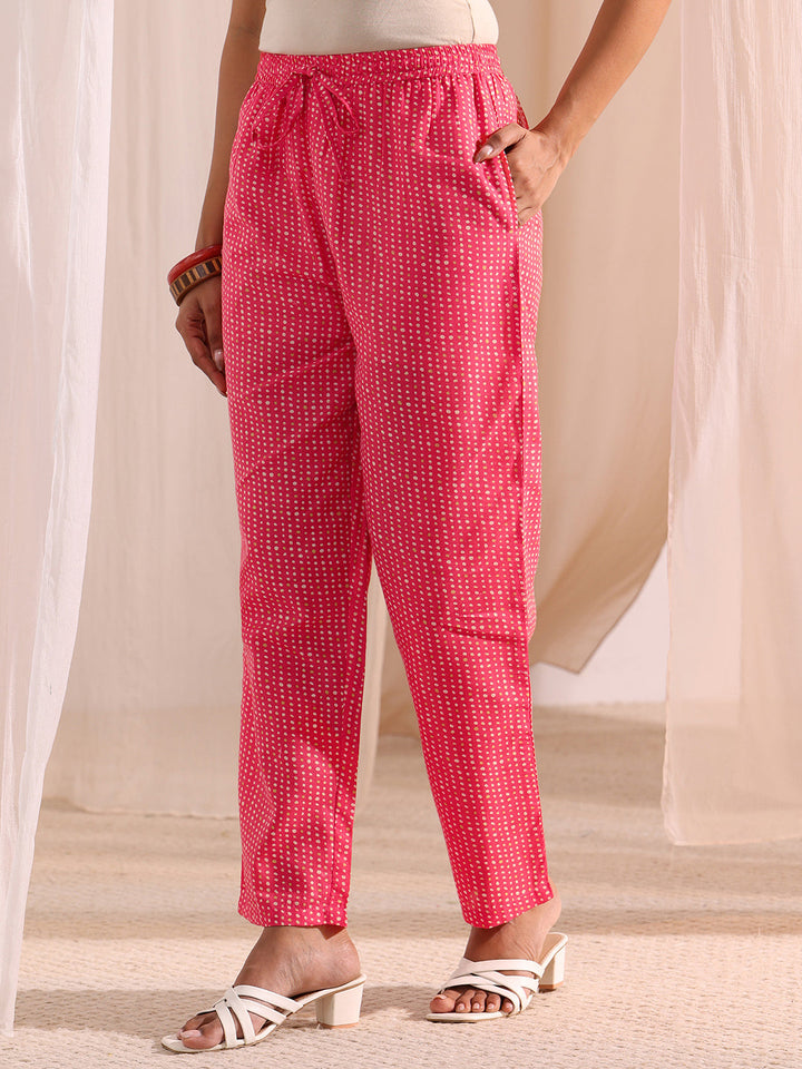 Gerua Coral Ethnic Printed Cotton Blend Straight Suit Set