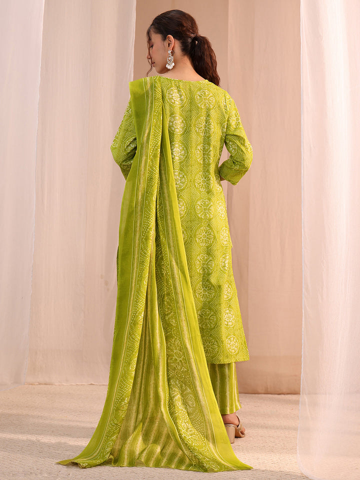 Gerua Green Floral Cotton Blend Straight Suit Set