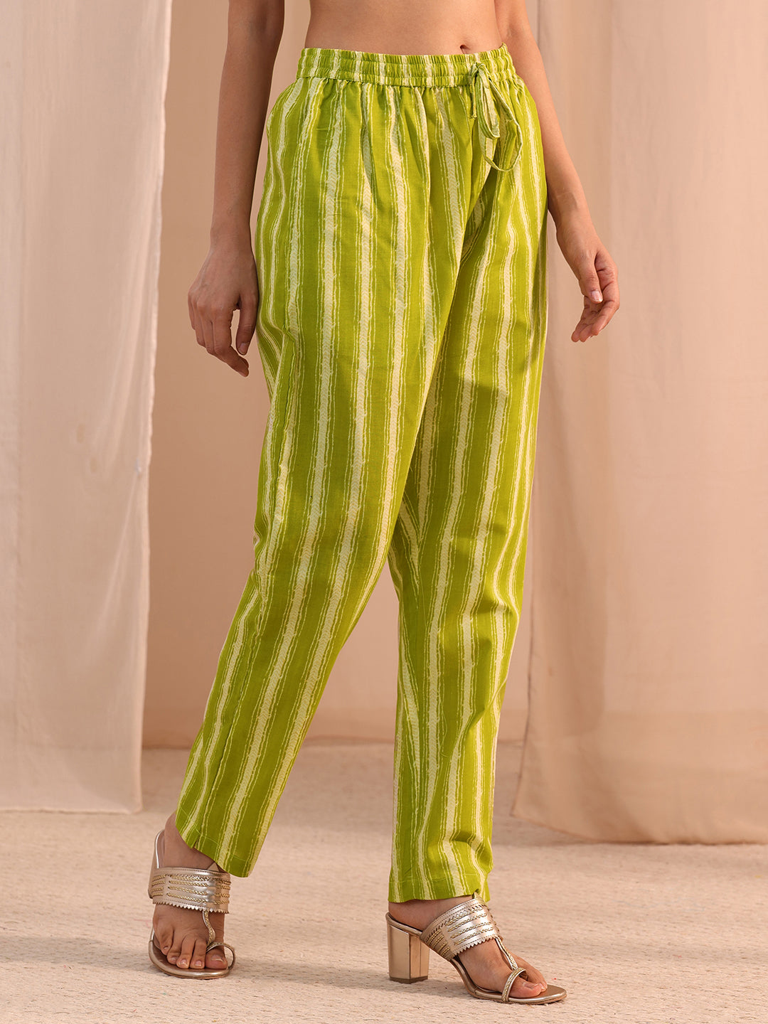 Gerua Green Floral Cotton Blend Straight Suit Set