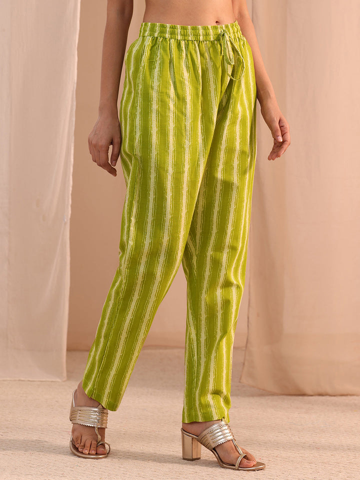 Gerua Green Floral Cotton Blend Straight Suit Set