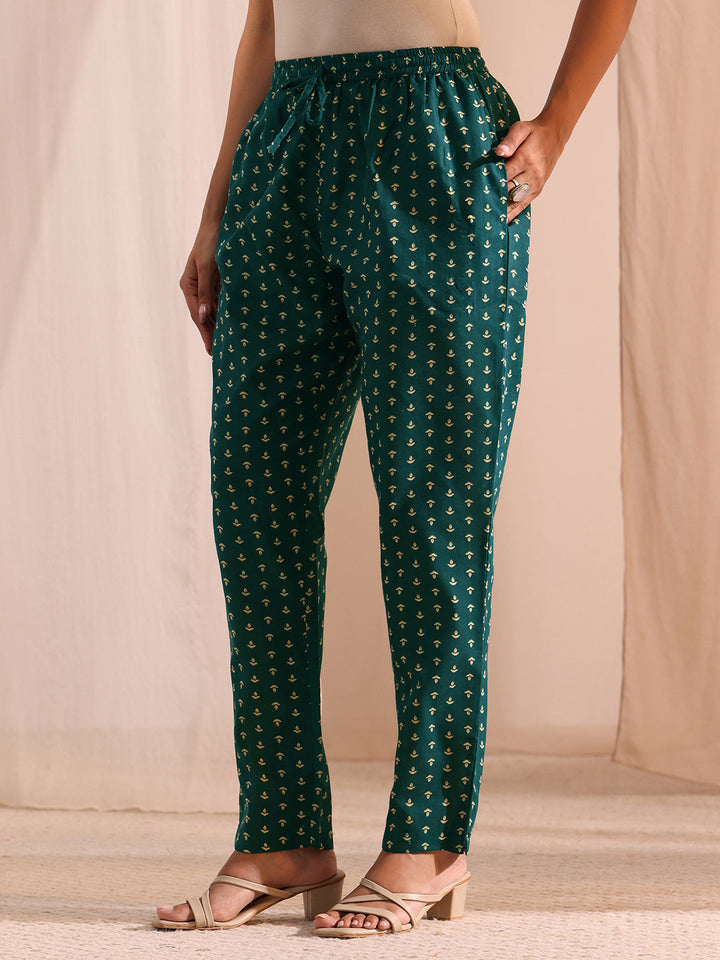 Gerua Teal Yoke Embellished Cotton Blend Straight Suit Set