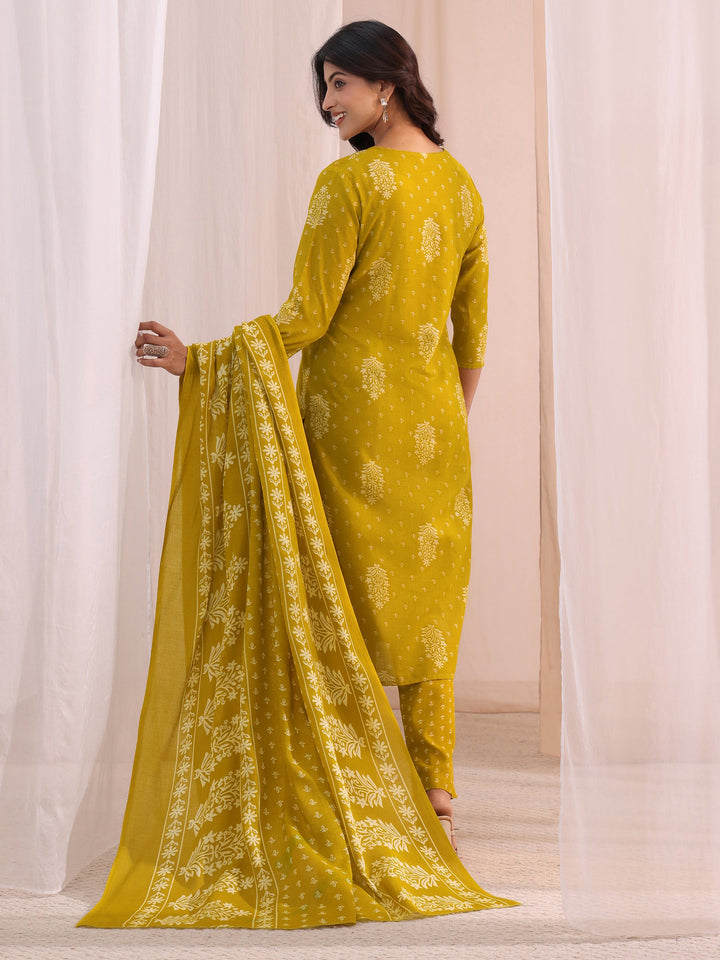 Gerua Green Yoke Design Cotton Straight Suit Set