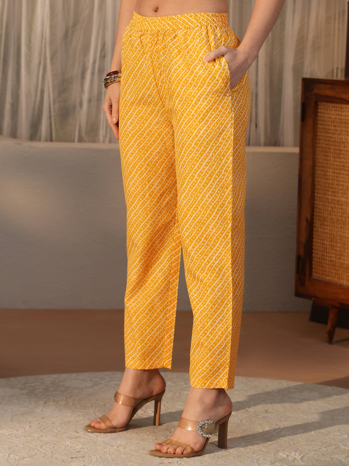 Gerua Mustard Geometric Printed Straight Suit Set