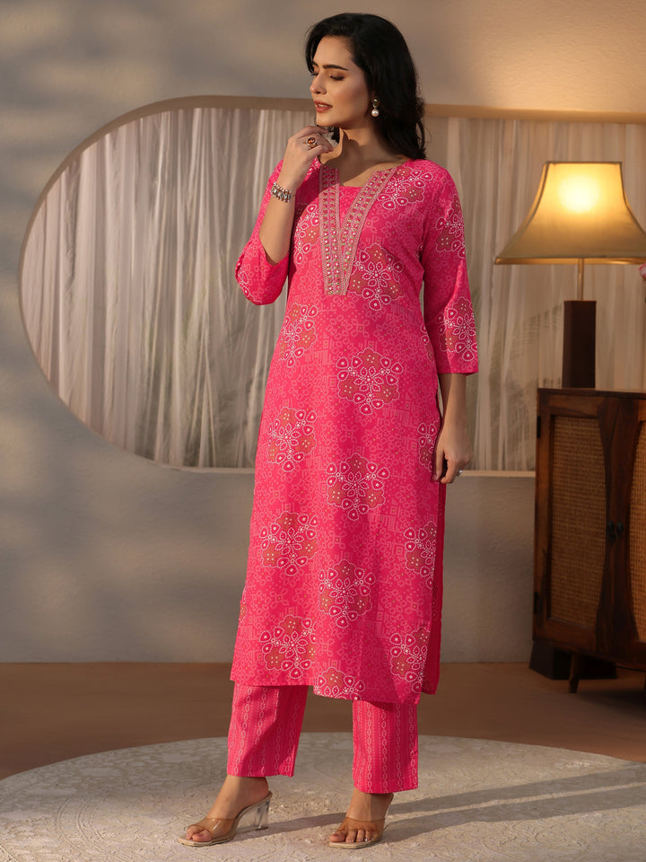 Gerua Pink Bandhani Printed Straight Suit Set