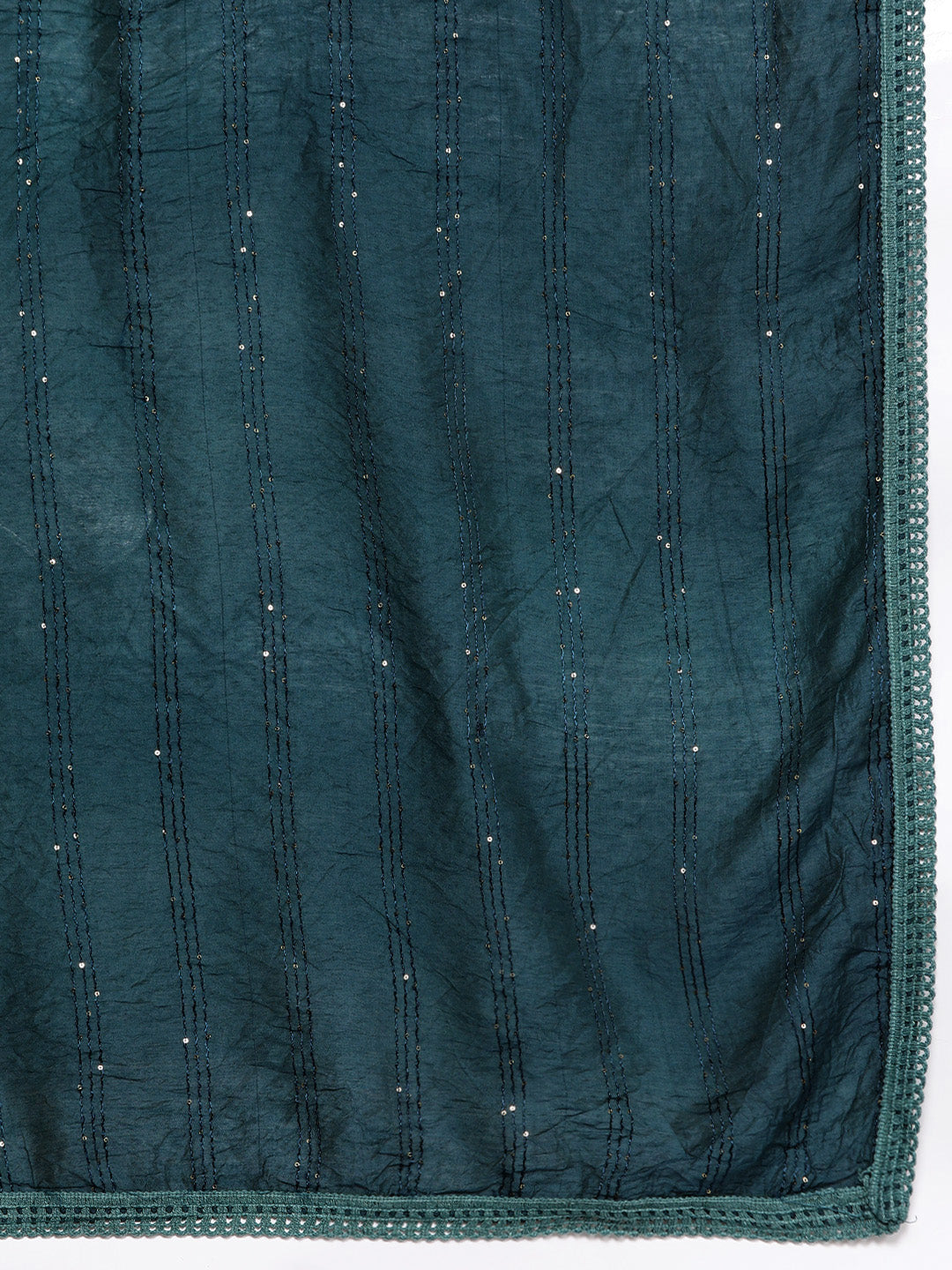 Blue Yoke Design Silk Blend Straight Suit With Dupatta