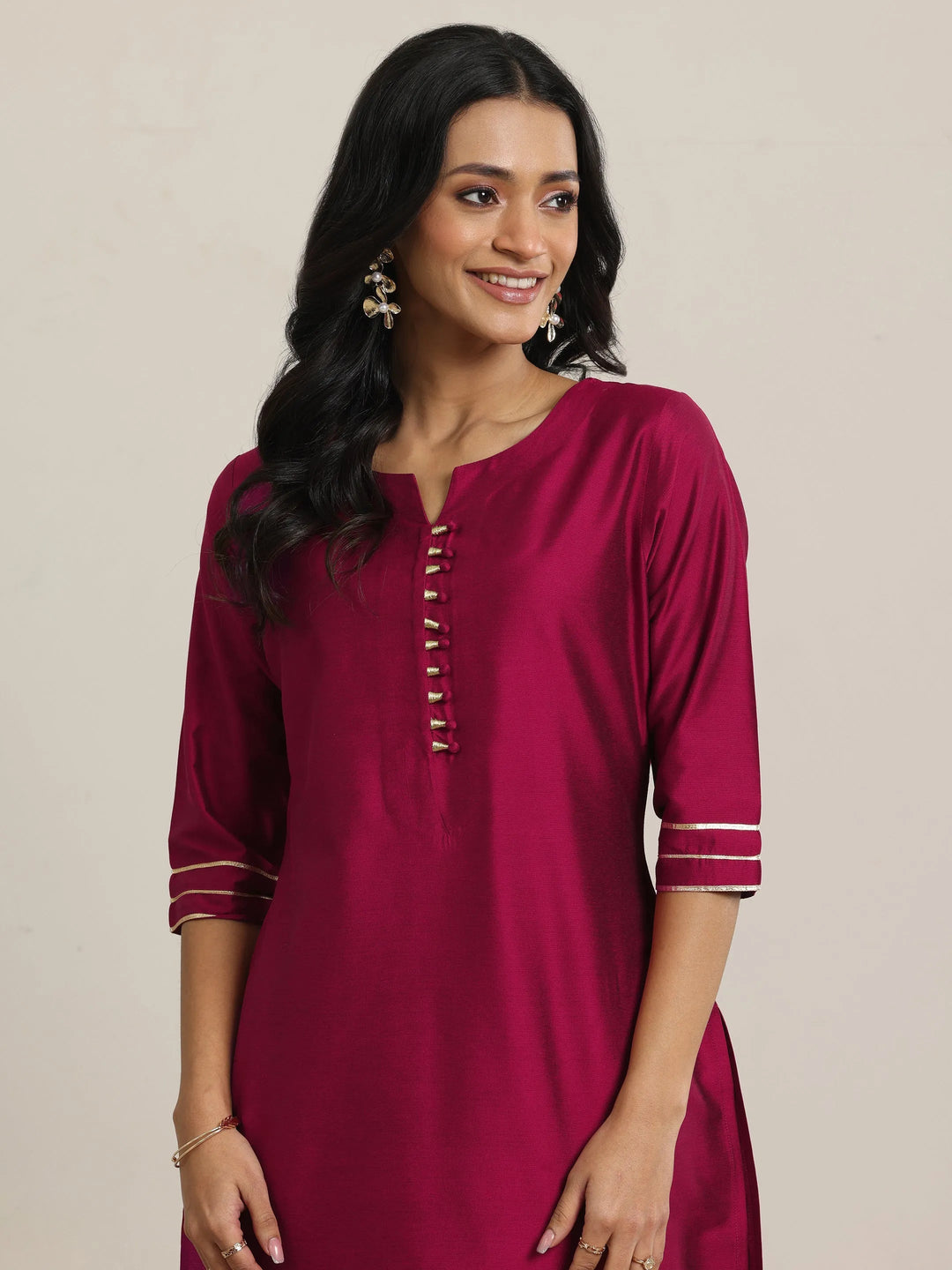 Gerua Pink Solid Silk Blend Straight Suit With Dupatta